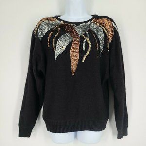 Vintage Christina's Women's Sweater Size Medium Silk Angora Lambswool Sequins
